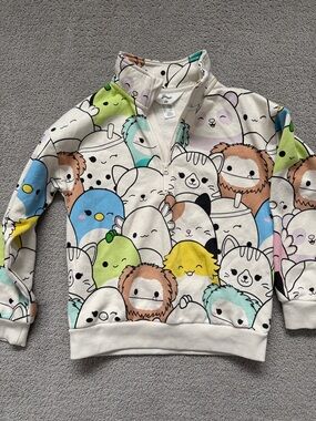 H&M squishmallow Cute Cartoon Animal Half-Zip Sweatshirt - Pastel Multi